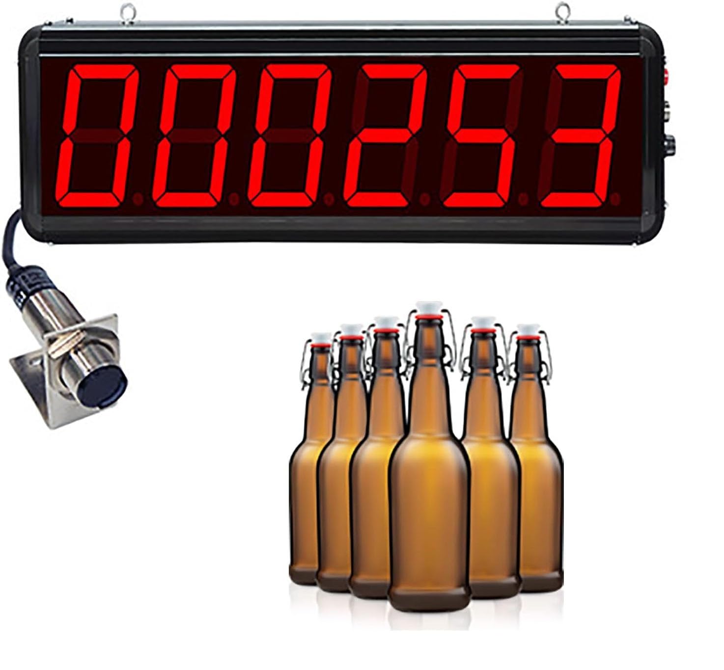 Compteur LED, compteur à affichage numérique automatique, 0-999999 6 chiffres, compteur à affichage numérique rouge 3 pouces for verre, divers objets transparents et non transparents, la distance de d