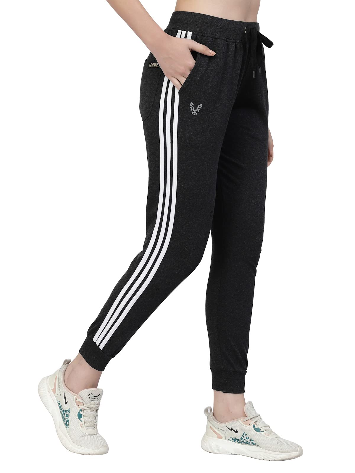 Campus Sutra Women's Joggers Stretchable Pants | Slim Fit Casual Joggers for Women | Straight Relaxed Fit | Gym Pants in neutral