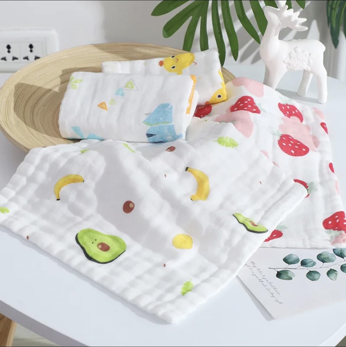 heartbury Baby Super Soft Absorbent Muslin 6 Layer 100% Organic Wash Towel- 100X100 cm - (0-3 Years) (30 * 30 Face Towel) 5psc