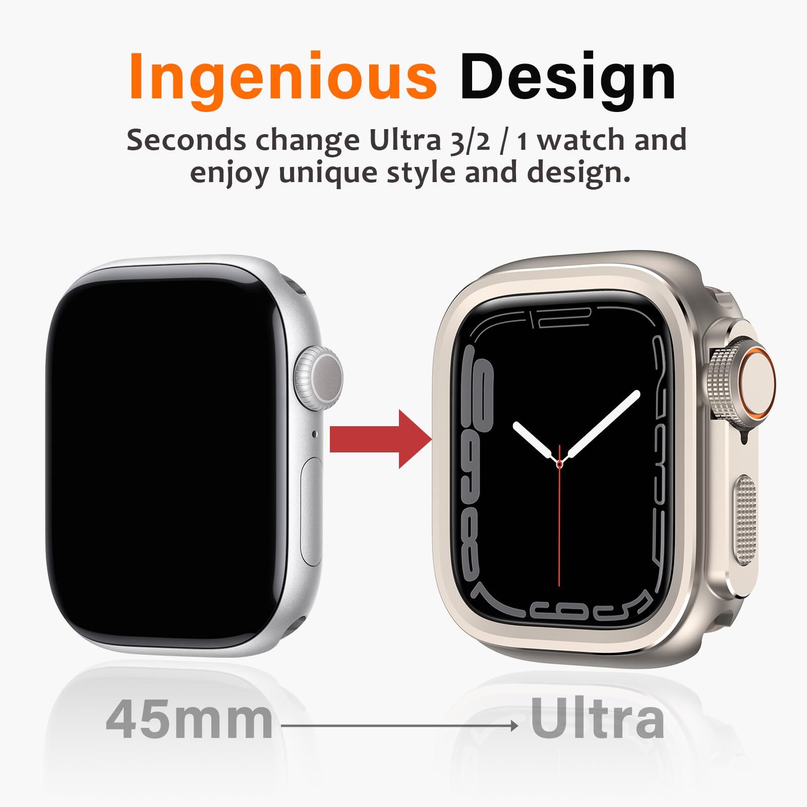 Amizee 2 w 1 metalowa obudowa, kompatybilna z Apple Watch Series 9/8/7 45mm, twarda PC, odporna na zarysowania, metalowa rama z tylną pokrywą, etui ochronne do iWatch 45mm, tytanowa