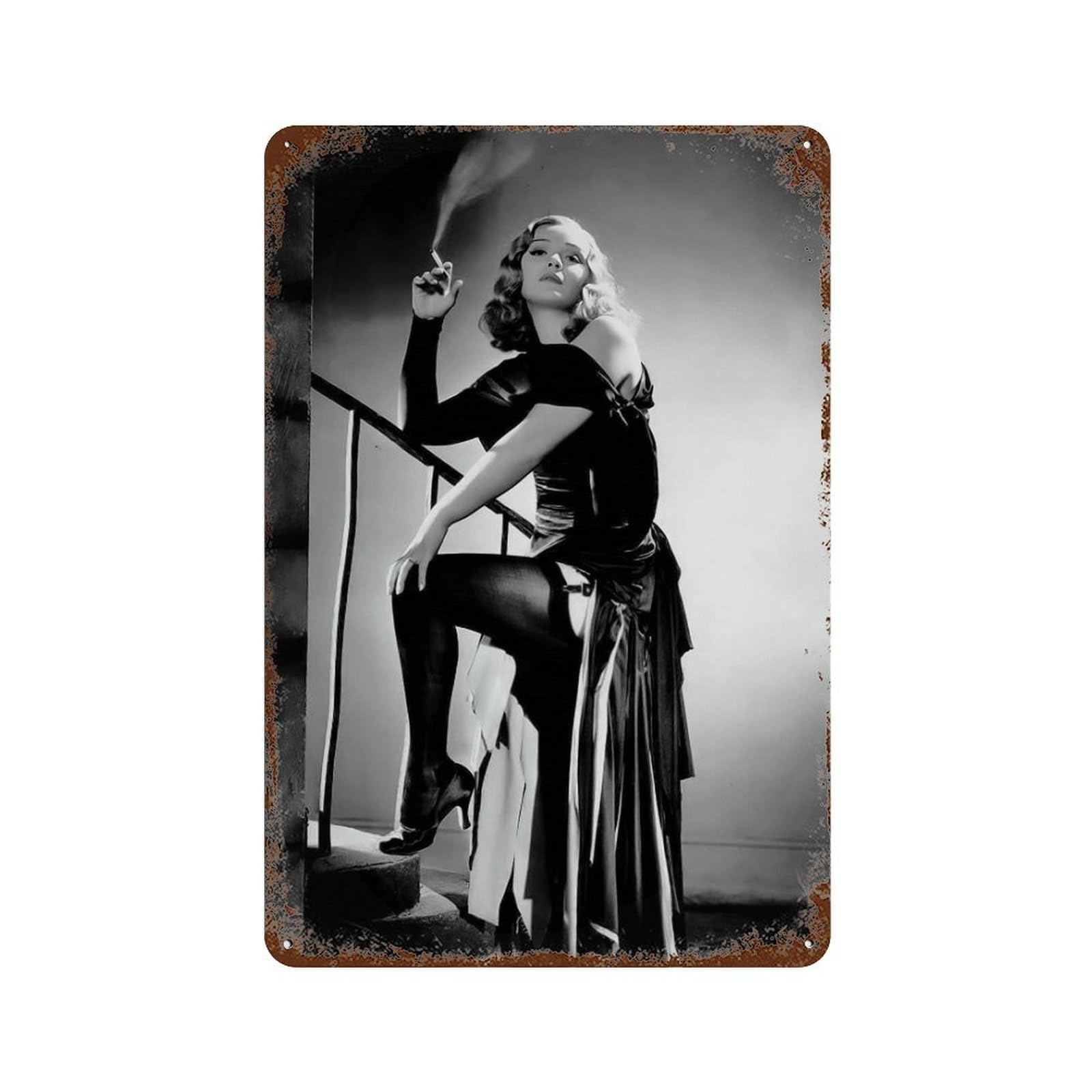 xiaoxiaoshen Glamorous Woman Smoking Wall Art Wall Decor Art Metal Tin Poster Modern Home Decor Art Home Bar Shop Decorations Vintage Sign 30x20cm