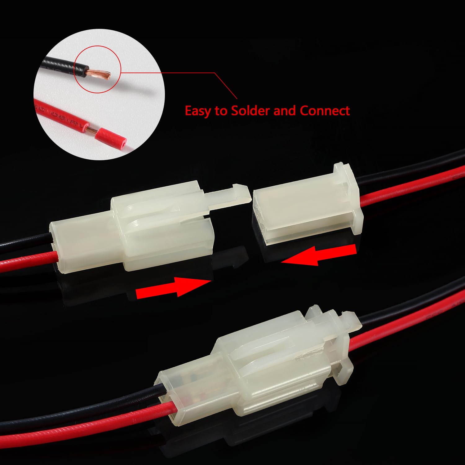 YIXISI 6 works 2.8mm 2 Pin Automotive Electrical Wire Connectors, Male and Female Housing Connector with 140mm 20 AWG Cable - Image 4