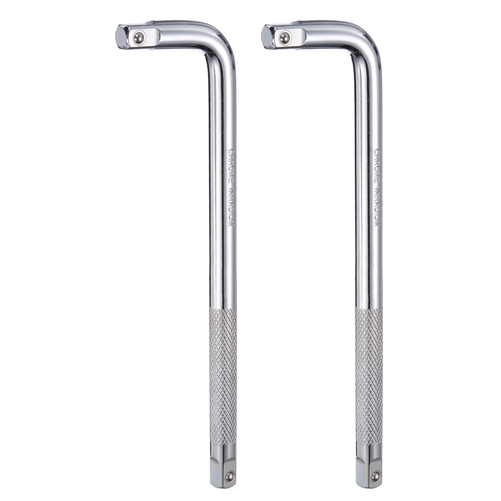 sourcing map 2 Pcs Socket Breaker Bar 1/2" Drive 12" Long 40CR Alloy Steel L-Shape Extension Bar Axle Nut Socket Wrench for Car Mechanical Equipment Repair, Silver
