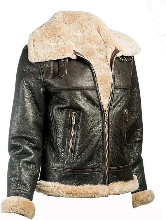 Women’s Real B3 Aviator Sheepskin Shearling Flying Jacket Fur Winter Bomber Leather Jacket2