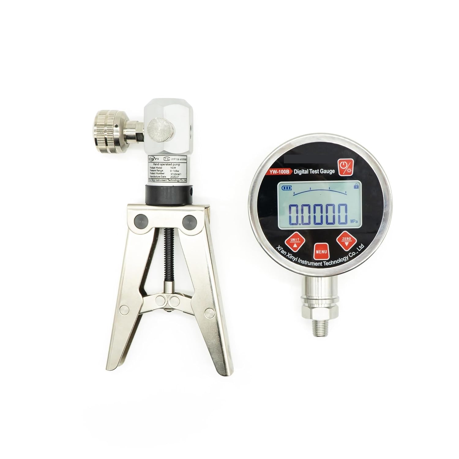 20Bar Portable Hand Held Pneumatic Pressure Calibrator Pump with Suitcaseand Accuracy 0.5% Digital Pressure Gauge(0-20Bar)