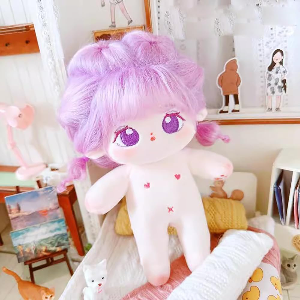 niannyyhouse 20cm Plush Doll Purple Girl Humanoid Stuffed Body no Attribute 8in Normal Body Wearable Clothing Dress Up Gifts (13-with Skeleton)