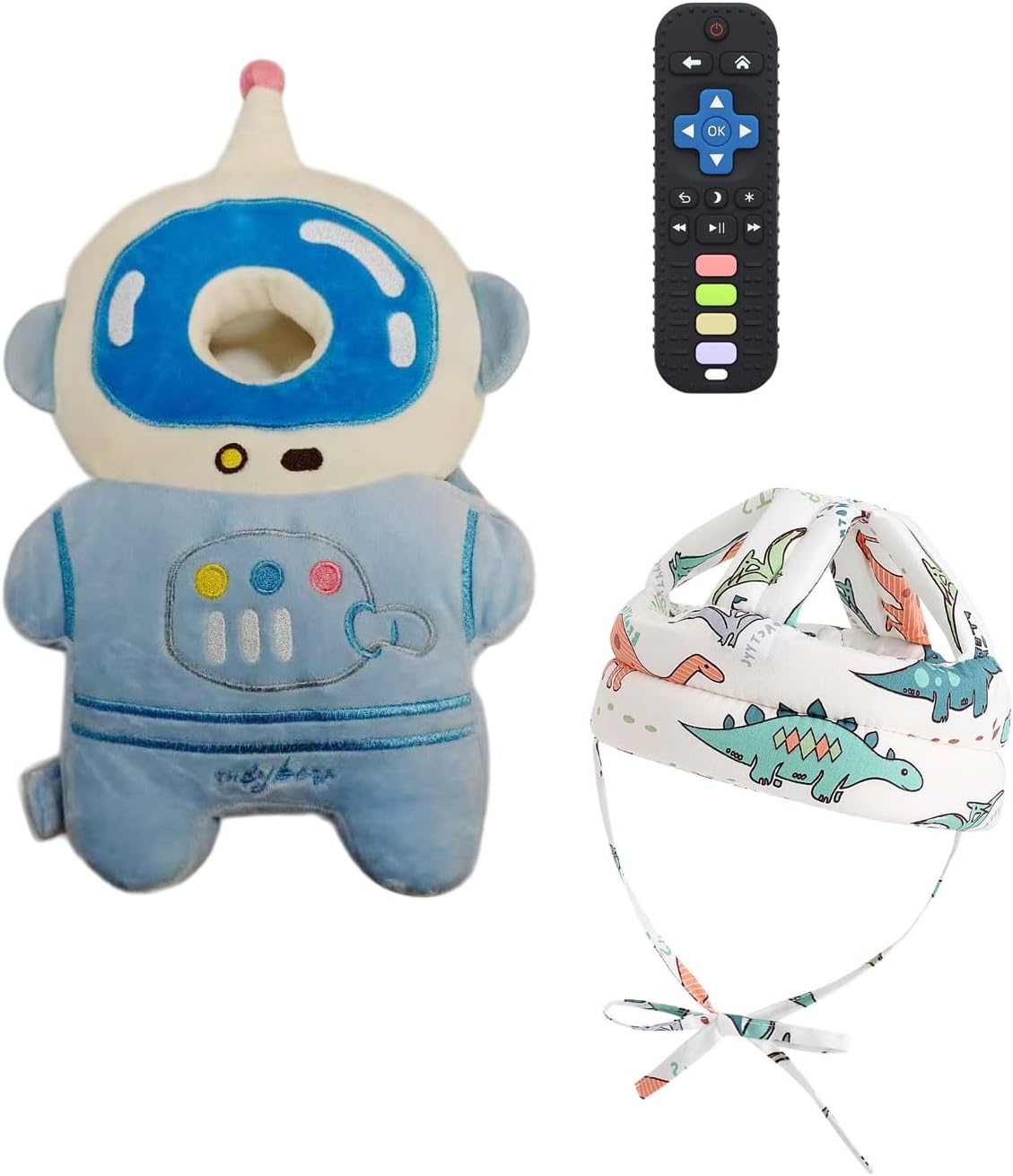 Baby Head Protector Backpack Head Protection Pillow, Baby Helmet for Crawling Walking and Baby Teething Toys 3Pcs Set