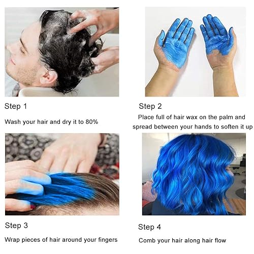 Miniatura 7 de Cera para el cabello de color lavado de color cera temporal azul tinte para el cabello peinado crema pomadas para el cabello para hombres y mujeres