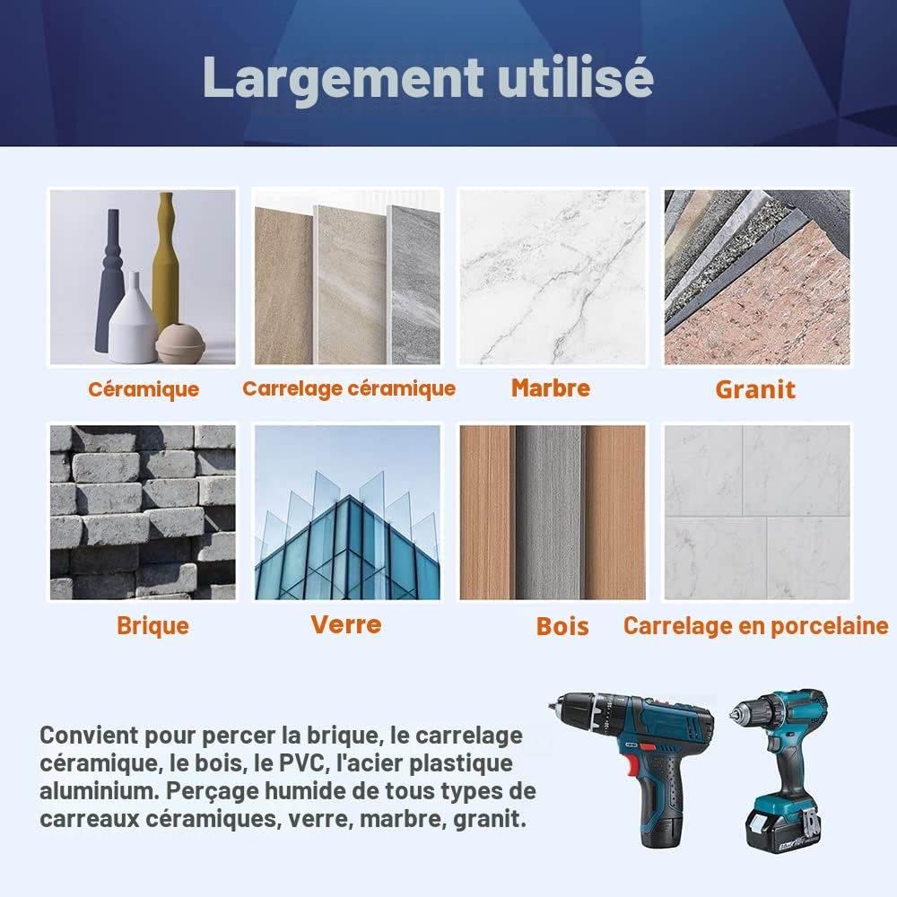 BRSCHNITT Forets Mèches Diamant Carrelage 6/6/8/10+6mm 5 Pièces Céramique Porcelaine Granit