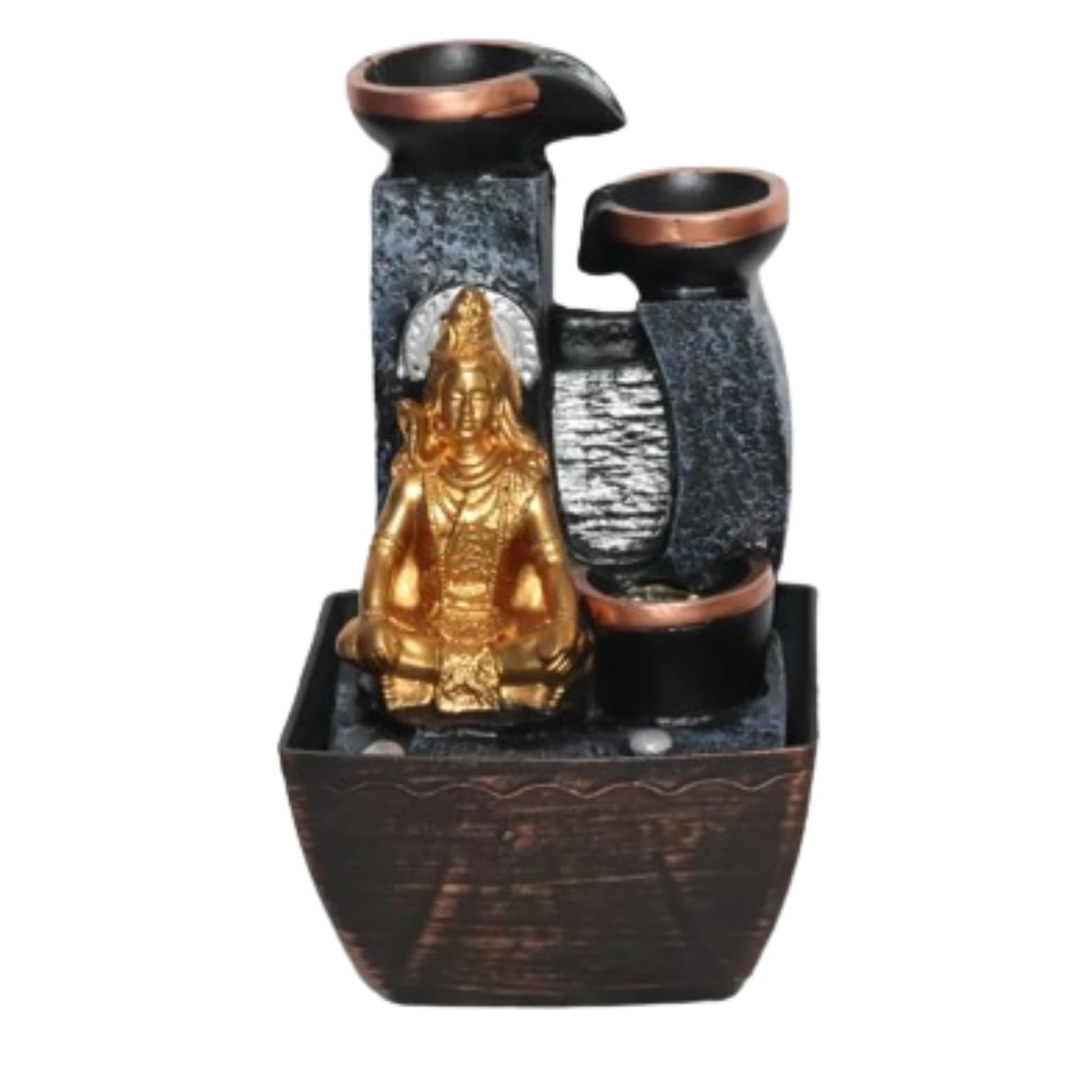 8-Inch Shiva Water Fountain with LED Light and Water Flow Control