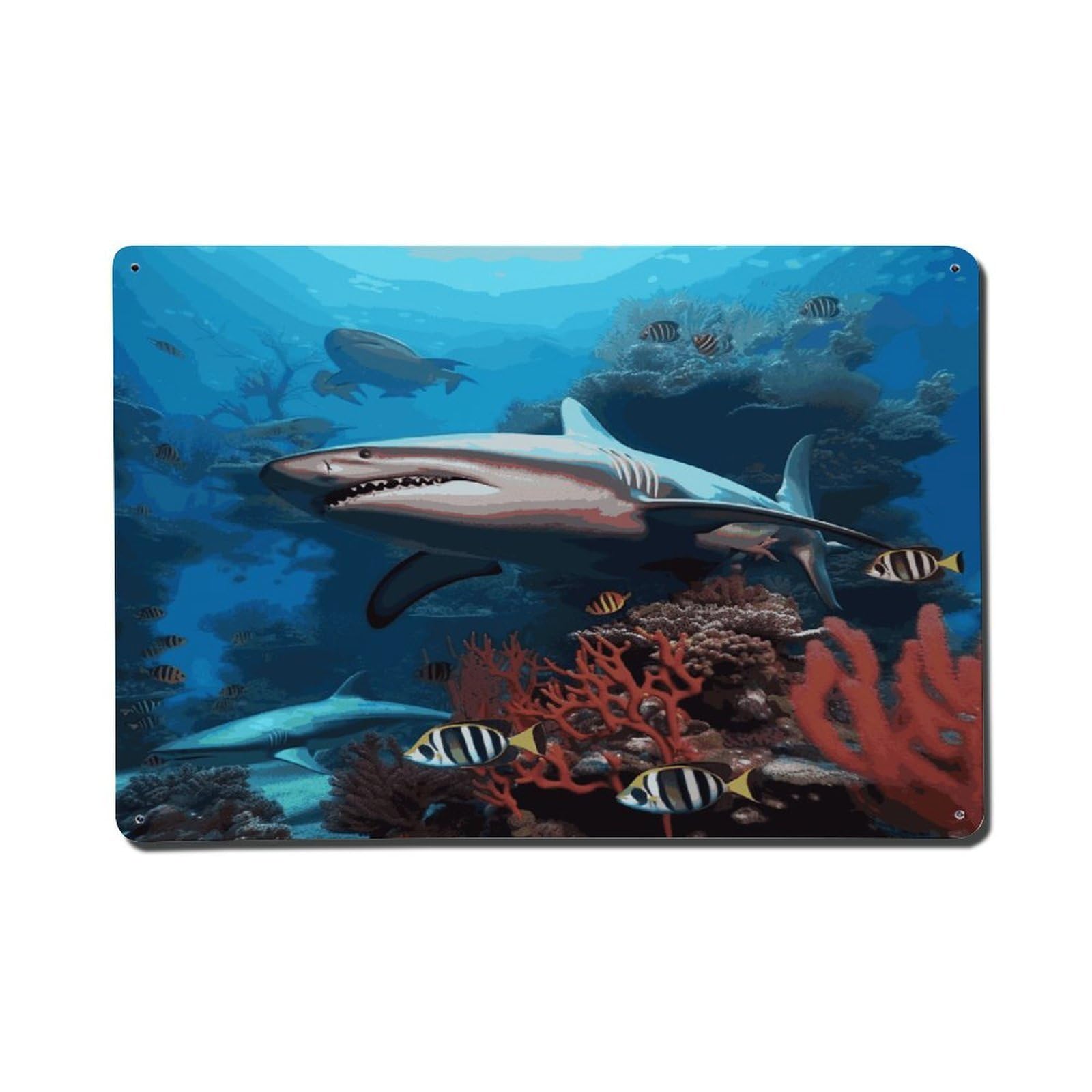 Adfgyerh Style Submarine Shark Coral Metal Signs Funny, Aluminum Tin Sign Indoor Outdoor Decor, Vintage Signs For Home Office Kitchen Bar Cafe Garden Farmhouse Wall Decor