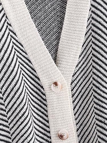 Image of ZAFUL Women's Striped Cardigan Button Up Open Front Knit Oversized Sweater