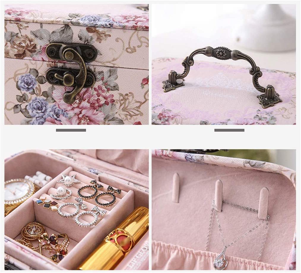 Pudełko na biżuterię 2-warstwowe, eleganckie, skórzane pudełko do przechowywania w stylu retro