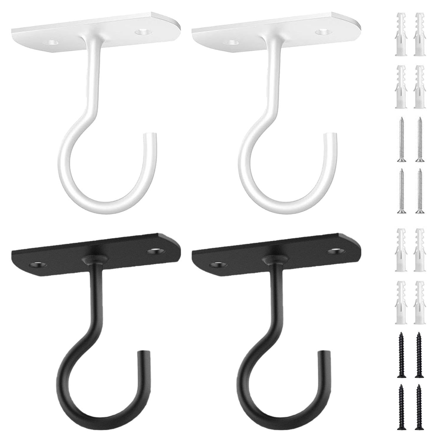 4 Pieces of Hanging Hooks, Plant Wall Hooks, Home Accessories, Item Fixing Hooks, Flower Basket Hooks, Pieces Black