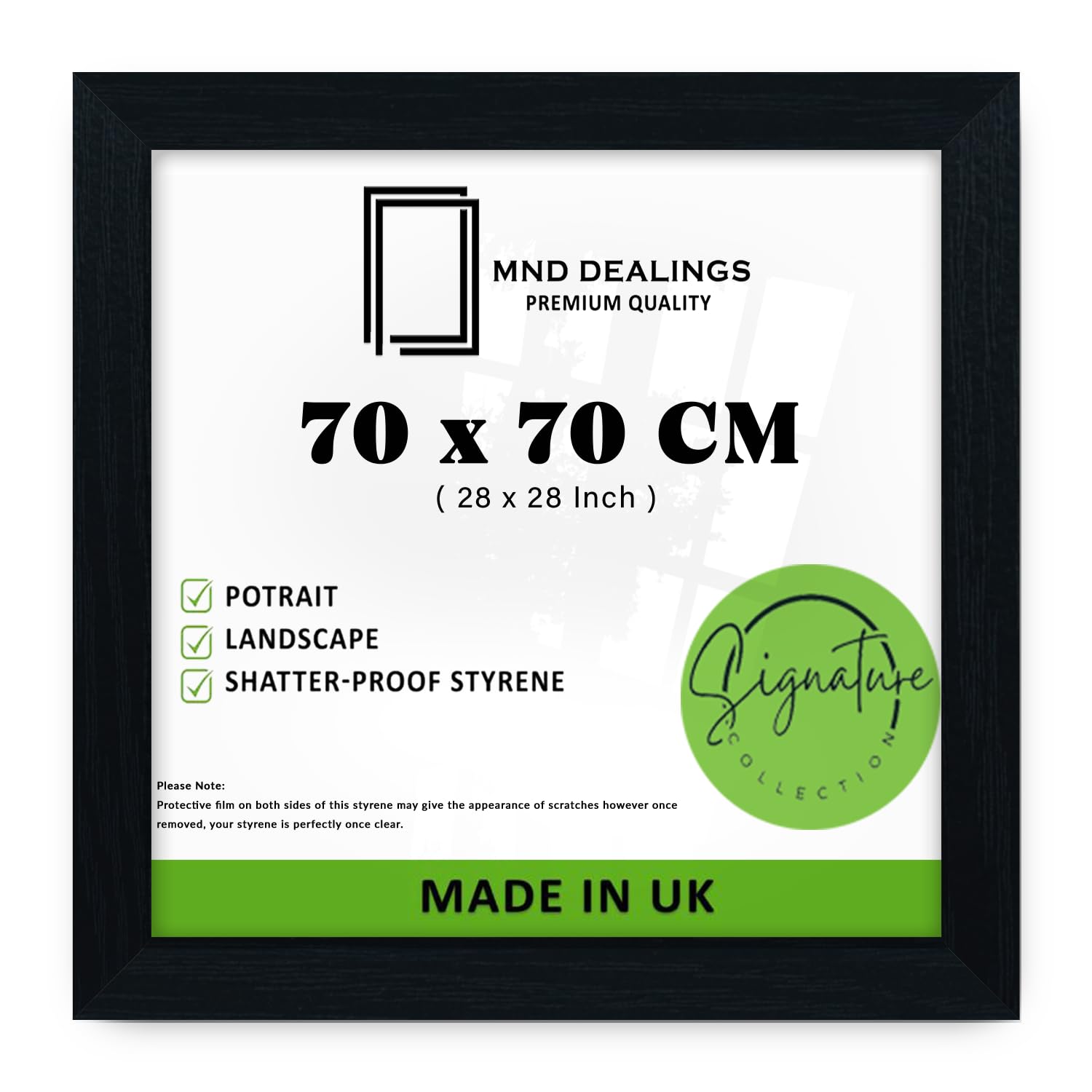 MND Dealings | Personalized (70 x 70 CM) Black Poster Frame -MDF Wood 700 x 700 mm Frame for Anniversary/Birthday/Wedding/Gift 70 cm x 70 cm [ Black ]