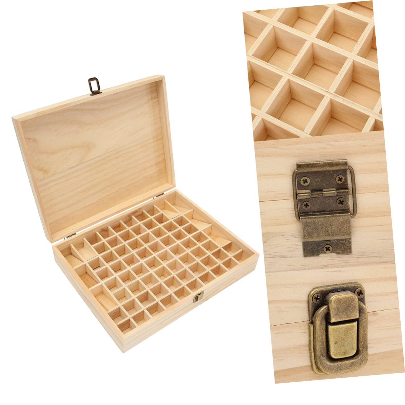UPKOCH Boîte de Rangement en Bois Fabriquée à La Main 72 Trous Organisateur de Voyage