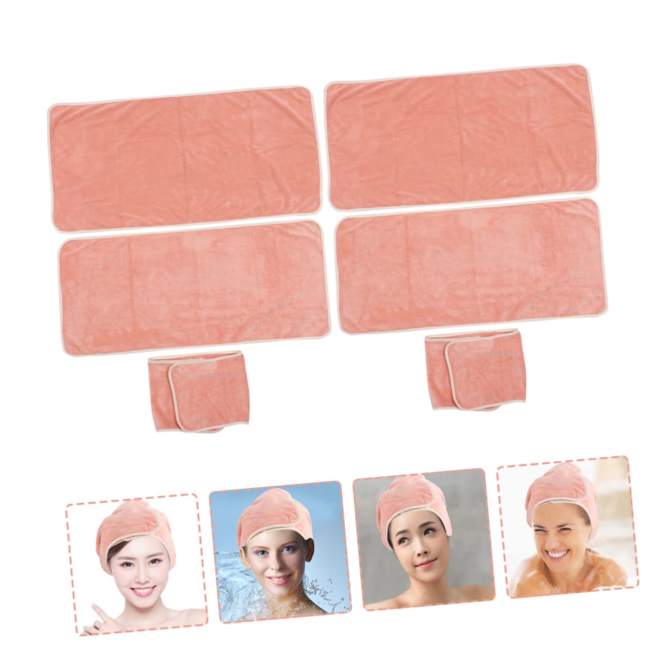 2 Sätze Haartücher Ultraweiche Mikrofaser Schnelltrocknend für Schönheitssalons und Zuhause für Haartrocknung und Make Up Kopf und Brusttuch Orangefarben