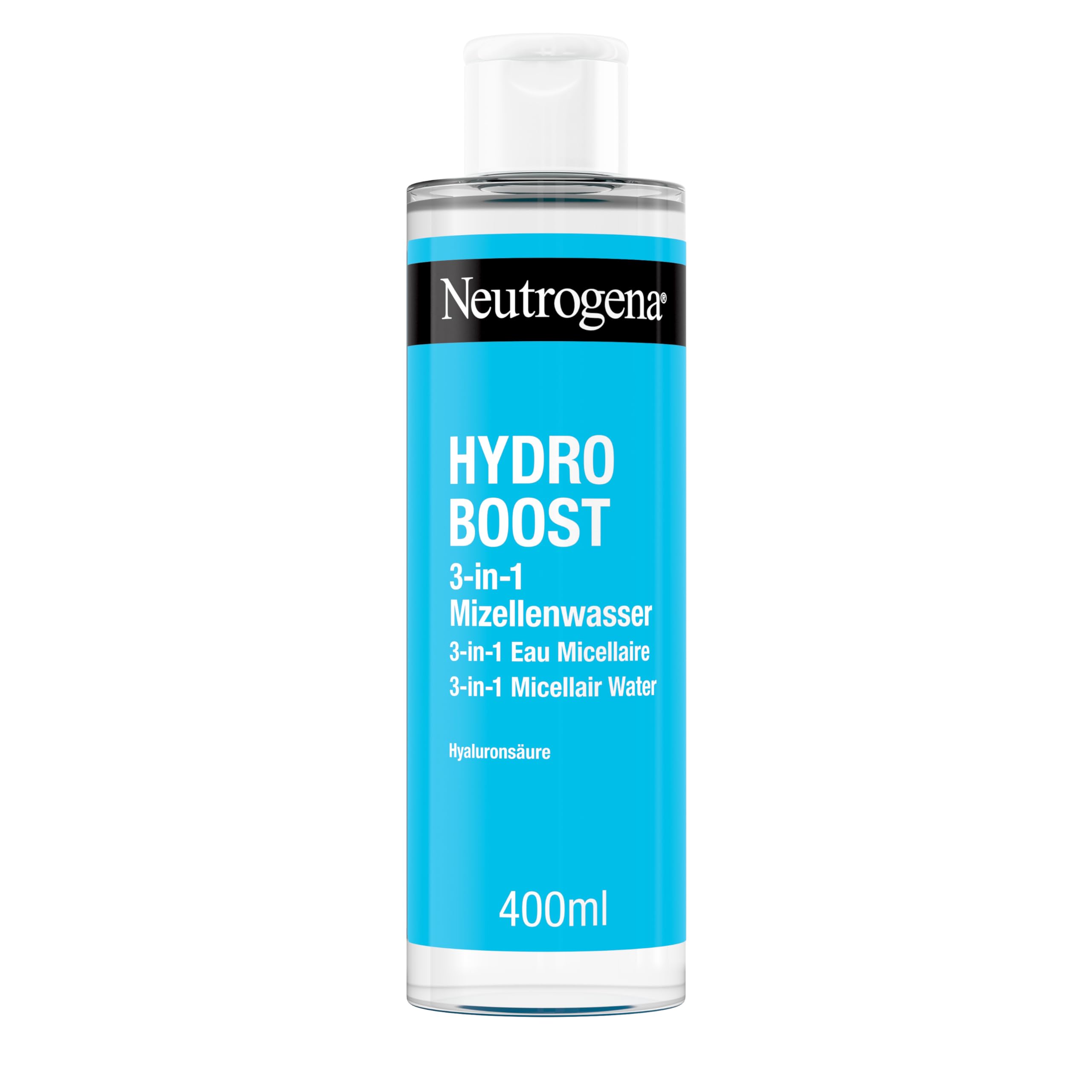 Hydro Boost 3-in-1 Micellar Water (400 ml), Moisturising Face Cleanser with Hyaluronic Acid, Gentle Makeup Remover Without Rubbing, Suitable for Sensitive Skin