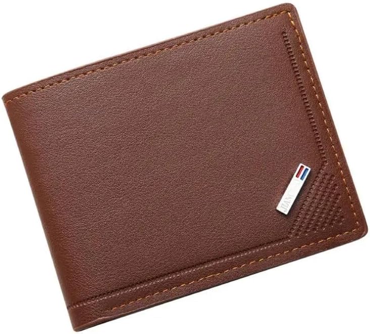 New Men's Wallet Short Wallet Thin Multi Card Purses Capacity Horizontal Business Soft Leather Clip (Brown)