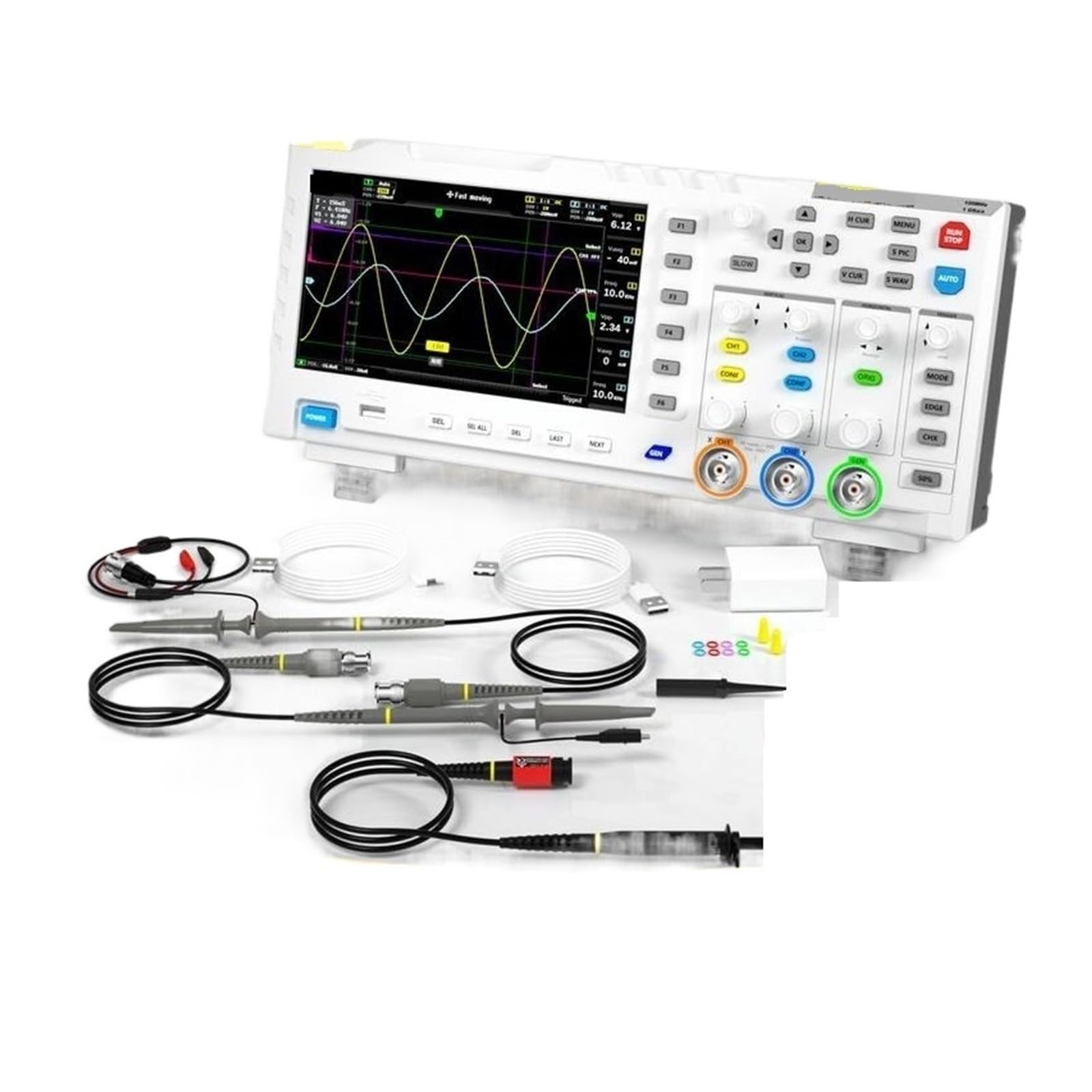 Osciloscopio Digital 1014D 2 en 1 generador de señal de entrada de doble canal 100MHz * 2 ancho de banda analógico 1GSa/s frecuencia de muestreo Identificación rápida(Standard)