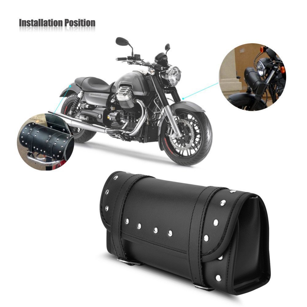 Buy YC Motorcycle Bag Black PU Leather Motorcycle Motorbike Front Rear Fork Tool Bag Handlebar