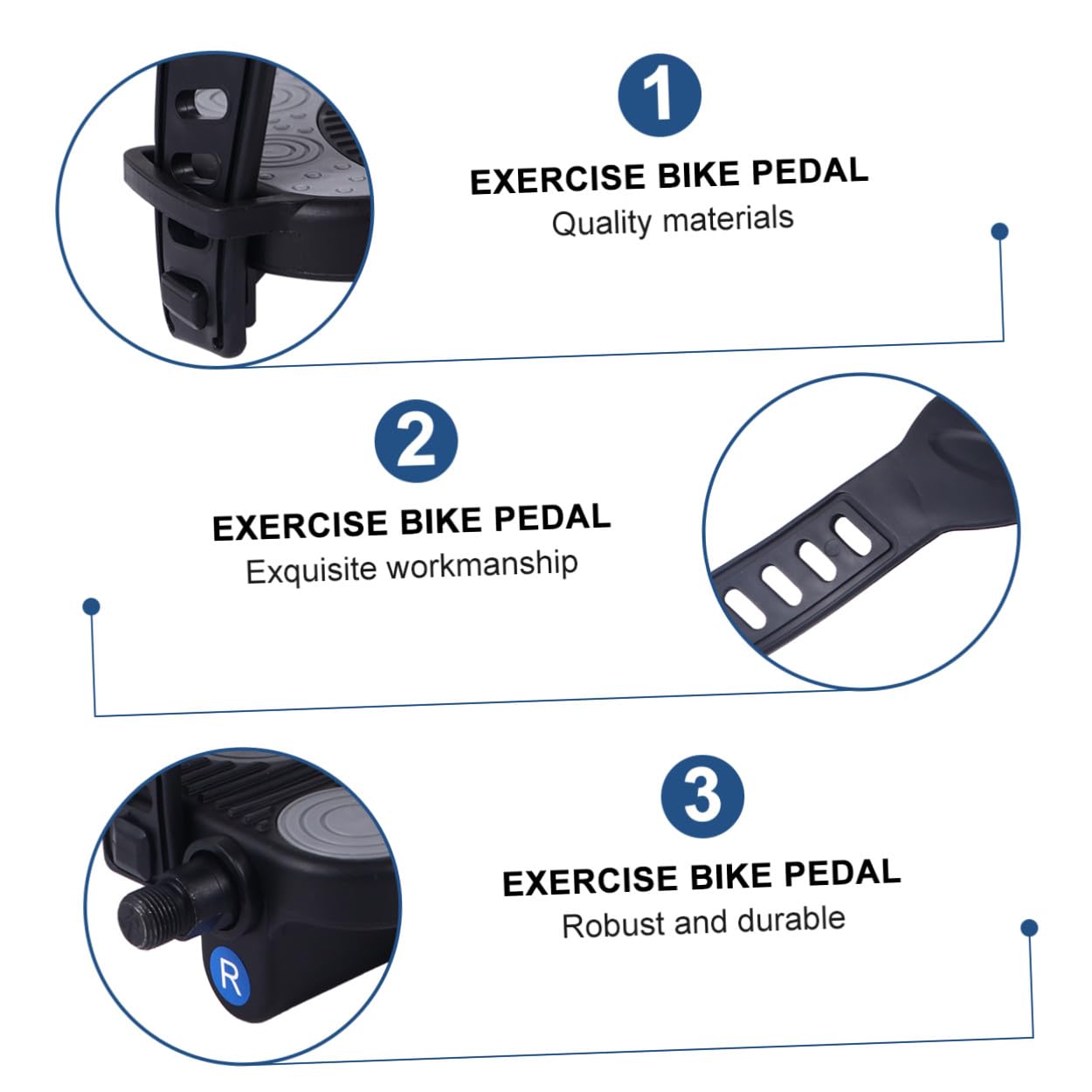 Pedales de Bicicleta Estática con Correa, 1 Par, Plástico Negro