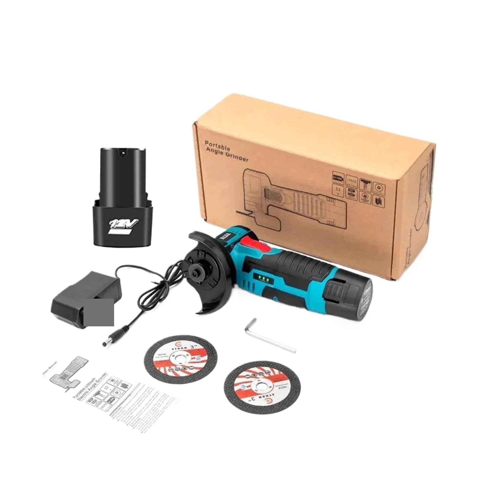 LNHHG 12V Recharable Grinding Tool Angle Grinder For Cutting Diamond Polishing Grinding Machine Cordless Electric Tool(600A coils 3PC)