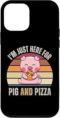 iPhone 12 mini Retro Cute Pig I'm Just Here For Pig And Pizza Case