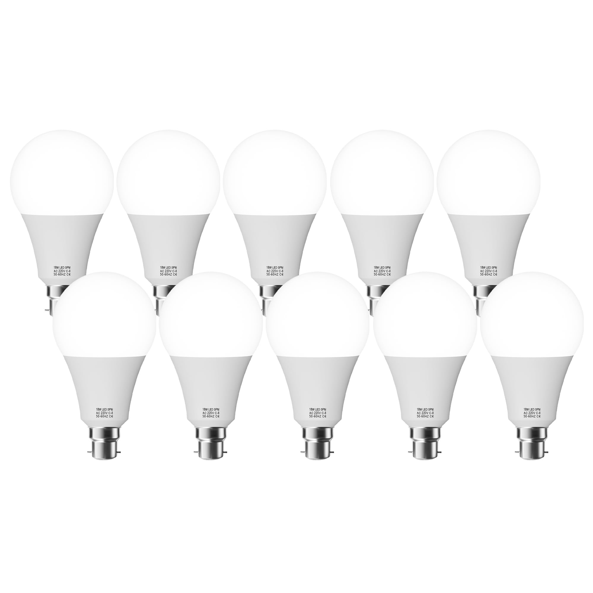 LEDSone B22 Bayonet LED Light Bulb, GLS B22 LED Bulbs Cool White 6000K, Energy Saver Bulb, 80lm/W Lumen, Non-Dimmable (10 Pack, 18W)