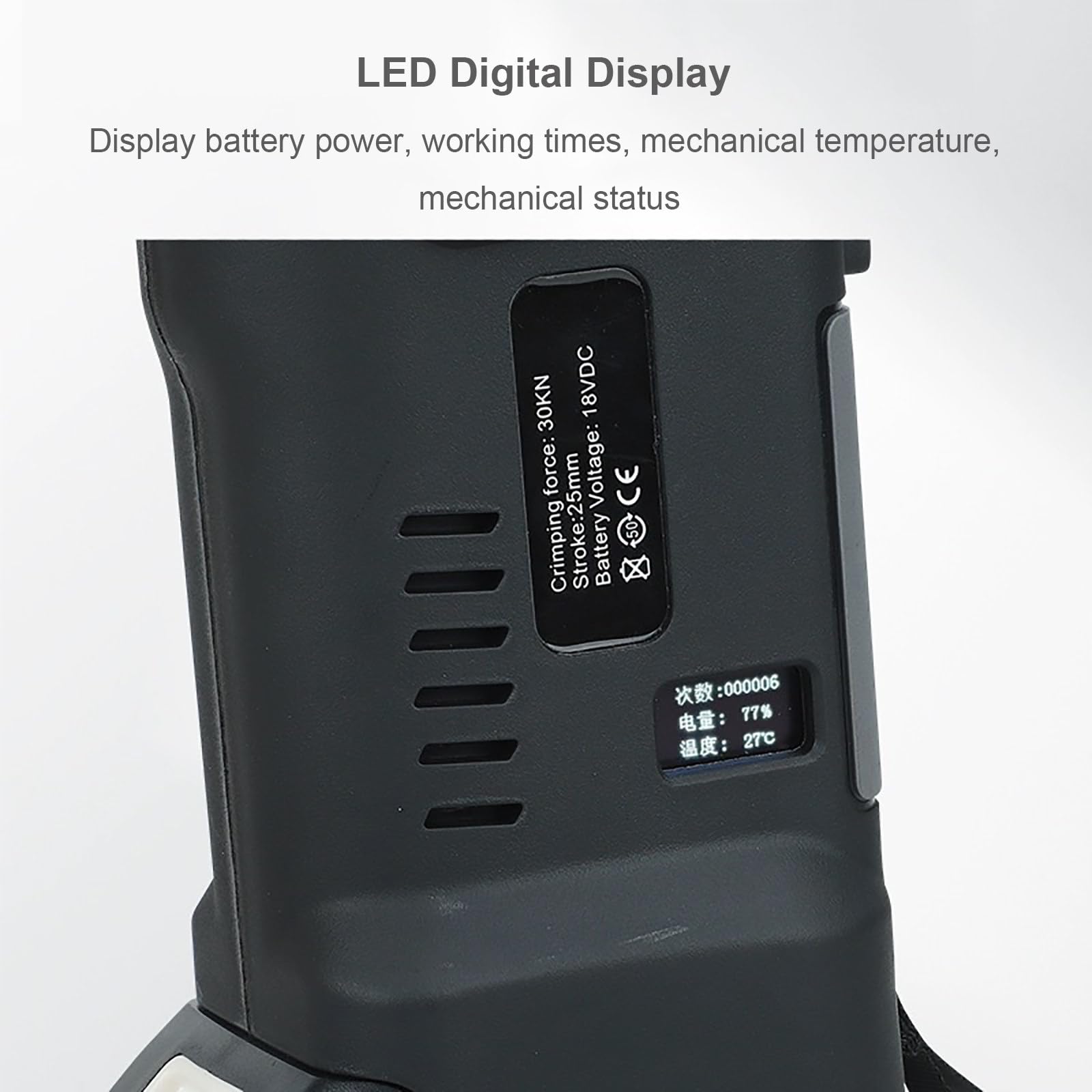 Tritacupatore Idraulico a Batteria Professionale 18V, Strumento di Stampa di 3 Secondi con Display a LED per Rame PEX Acciaio Inossidabile, Include 3 mascelle 2 batterie Caso del Caricabatterie