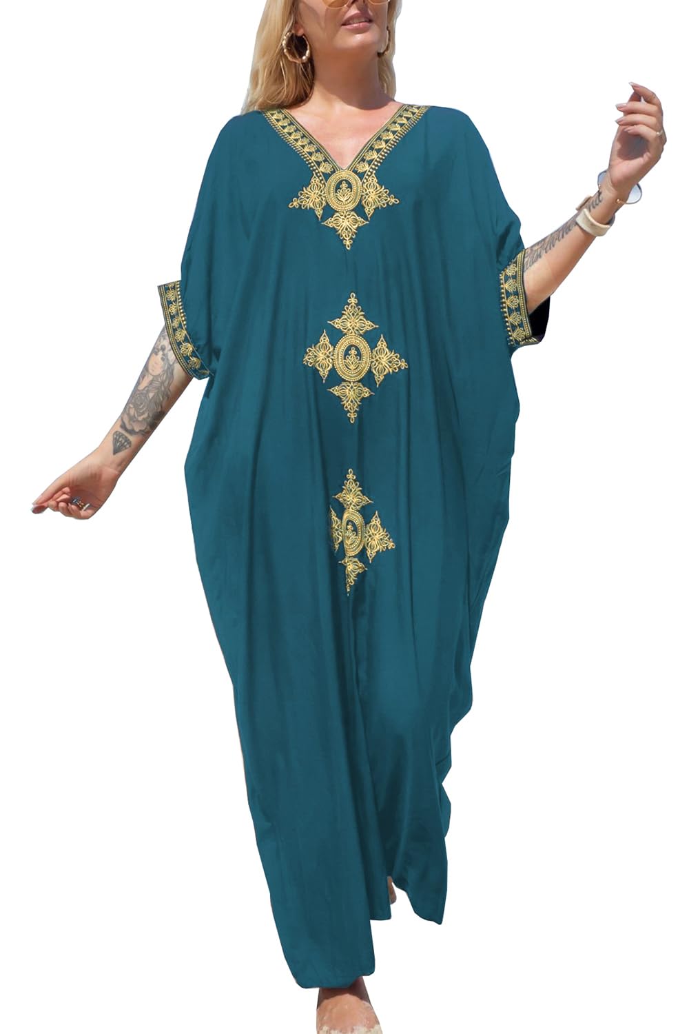 L-Peach Women's Kimono Long Dress Maxi Kaftan Summer Beach Boho Cover up Tops