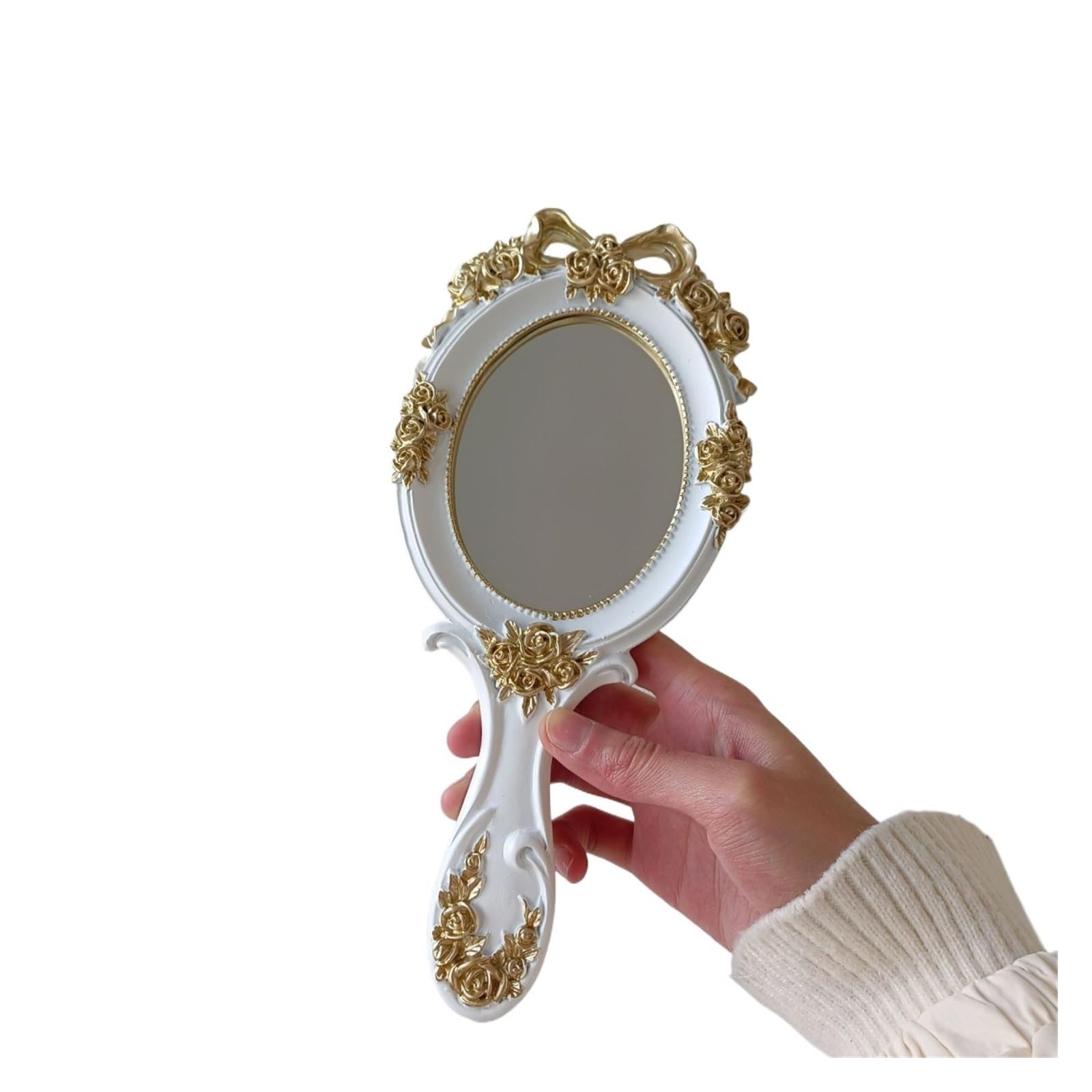 MEYTXOA Makeup Mirror Retro Handheld Vanity Makeup Mirror