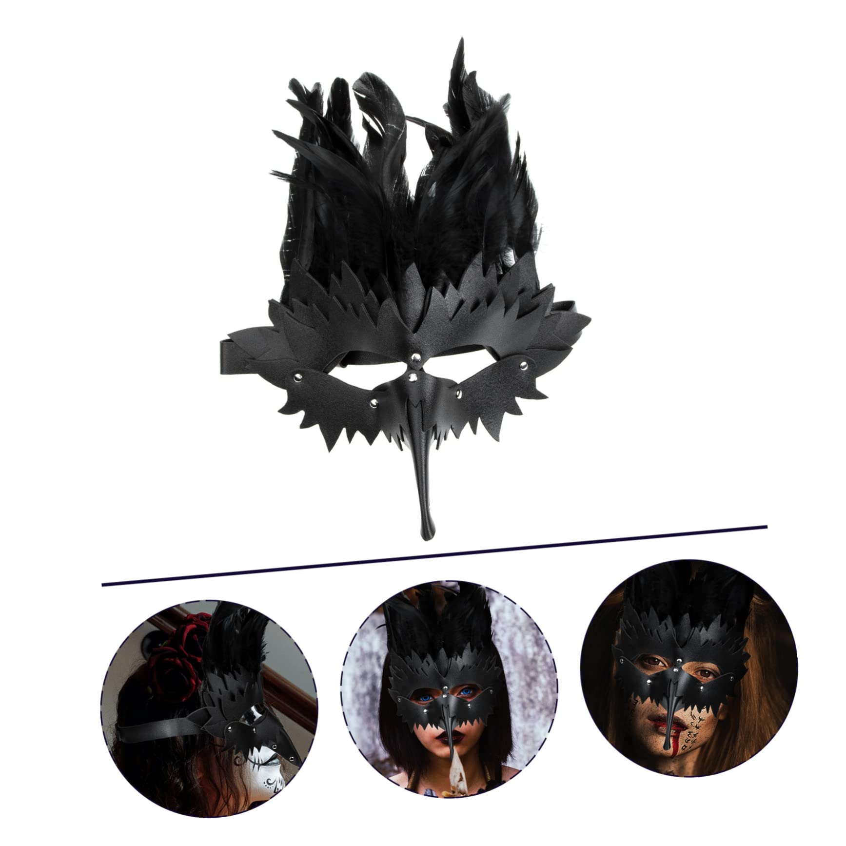 LIFKOME 4 Pz Maschera a Becco Punk Gotici Maschera Per Esterno Maschera Da Festa Di Halloween Maschera Decorativa Decorazione Esterna Arredamento Del Ballo Di Fine Anno Pelle Black