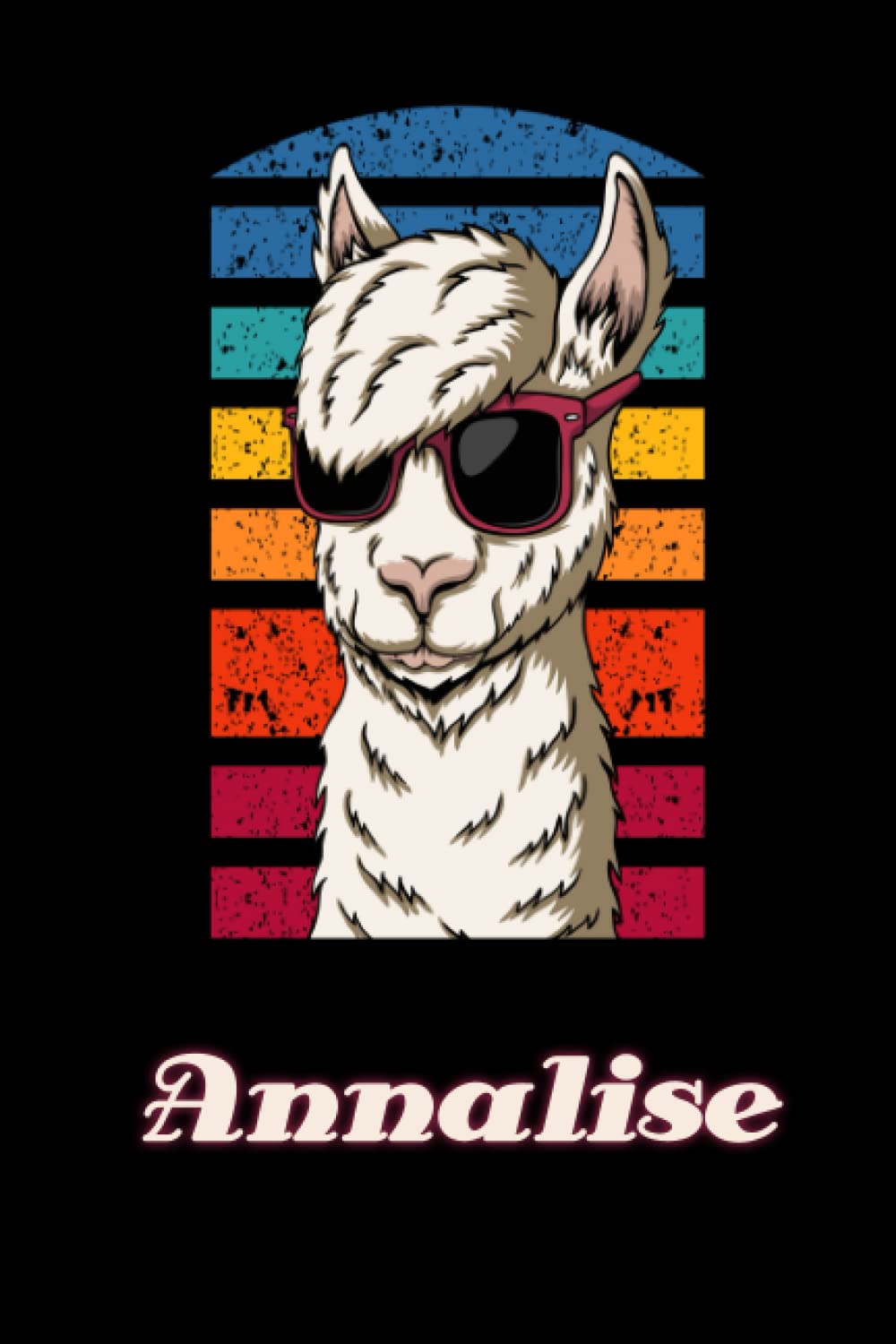 Annalise: Llama Journal for Girls Women 6x9 Lined - Personalized Custom Name Journal for Girls Women, Retro Llama with Glasses Notebook for Girls, Llama Birhtday Gift