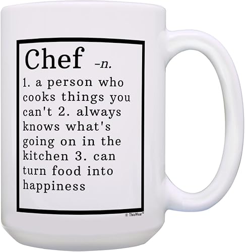 Miniatura 1 de Regalos de chef para mujeres, definición de diccionario de chef, regalos de cocina para hombres, taza de café de 15 onzas, taza de té, color blanco