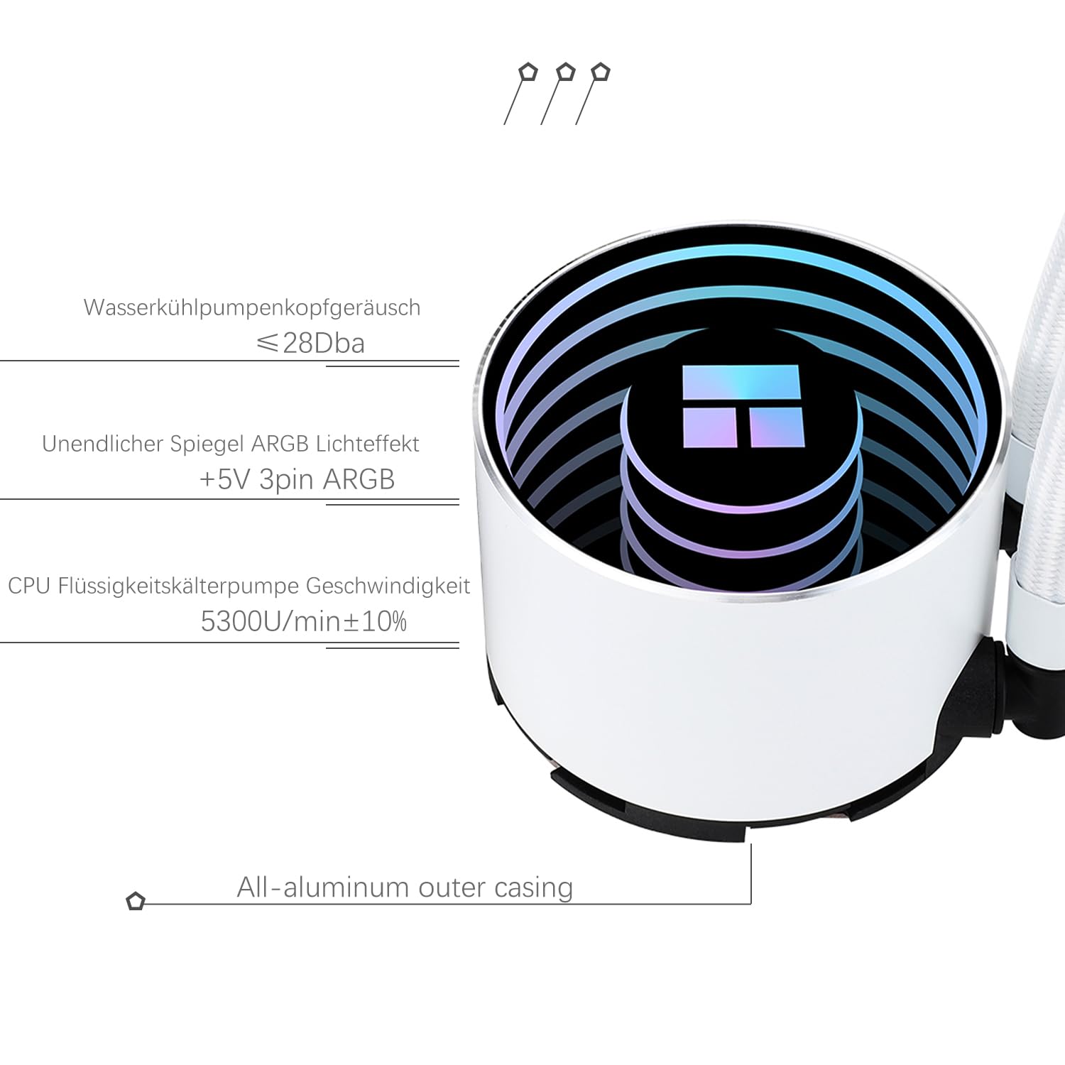 TR-Thermalright Frozen Notte 360 White ARGB V2 Płyn-chłodnica CPU z efektem nieskończonego zwierciadła, chłodzenie AIO 360mm, 3 wentylator PWM 2000RM, dla AMD AM4/AM5, Intel LGA1851/1700/115x/1200