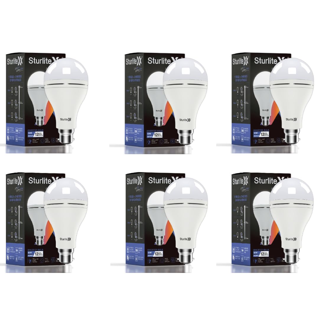 Sturlite Xenus (3 in 1) 12W LED Inverter Bulb| Bright Rechargeable Emergency Bulb| 12Hr Battery Backup| 6-8Hrs Charging Time| Over-Charge Protection| B22 Base Energy Efficient Lighting (Pack of 6)-picture-14