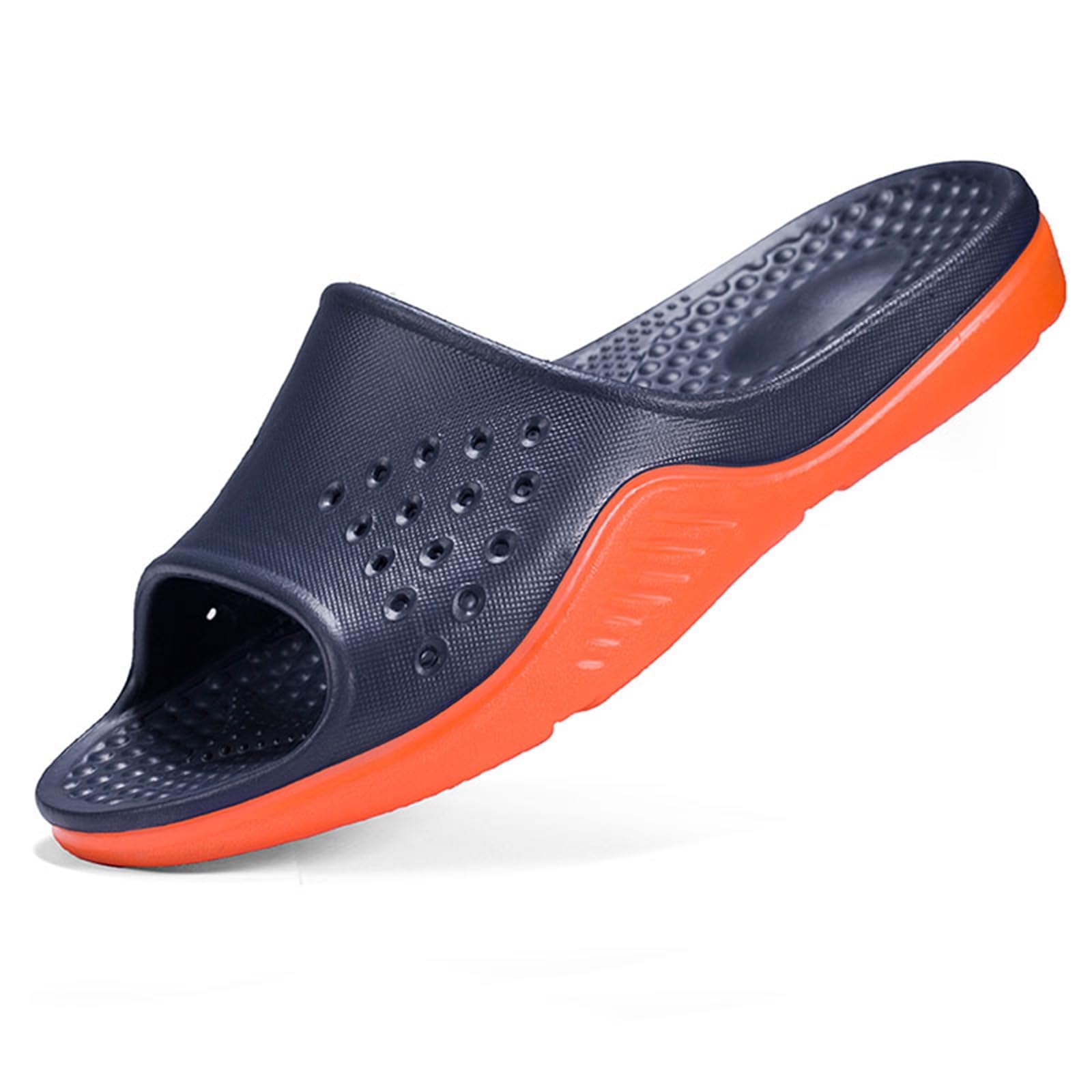 Slides Unisex Sandalias De Deslizamiento Eva Transpirables Perforadas, Zapatillas Antideslizantes Cojín Grueso Dos Tonos para La Piscina del Baño Y El Uso Diario-gray-40