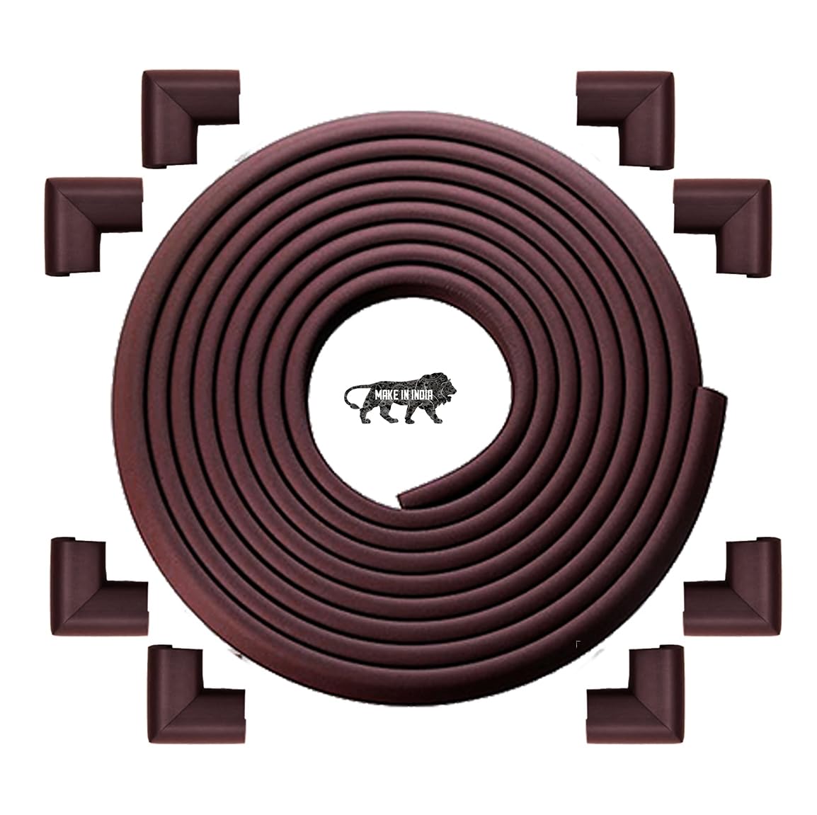 Kids Station Baby Proofing Edge and Corner Protector Combo Pack, Made in India Extra Dense Table Corner Protector and Rubber Edge for KIDS Safety (50g/mt, L-Shape, 5m+8, Brown)-image-36
