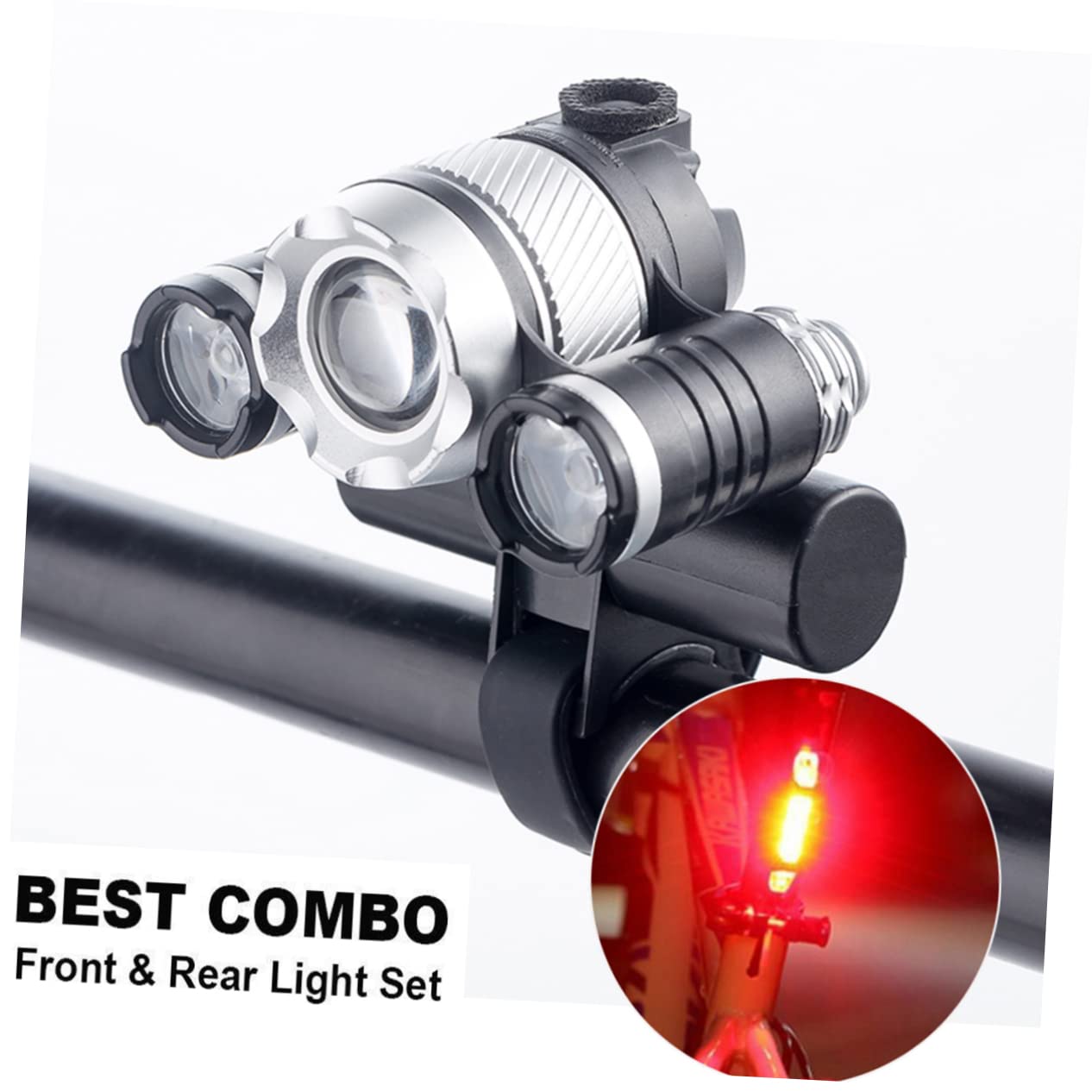 GOOHOCHY Rechargeable Led Bike Light 4 Modes Headlamp Cycling Safety Flashlight Front Taillight