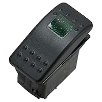 Vista 2 de Amarine Made Paquete de 2 interruptores basculantes LED impermeables de 12 V y 20 amperios para barco, SPST 3P, con luz (verde)