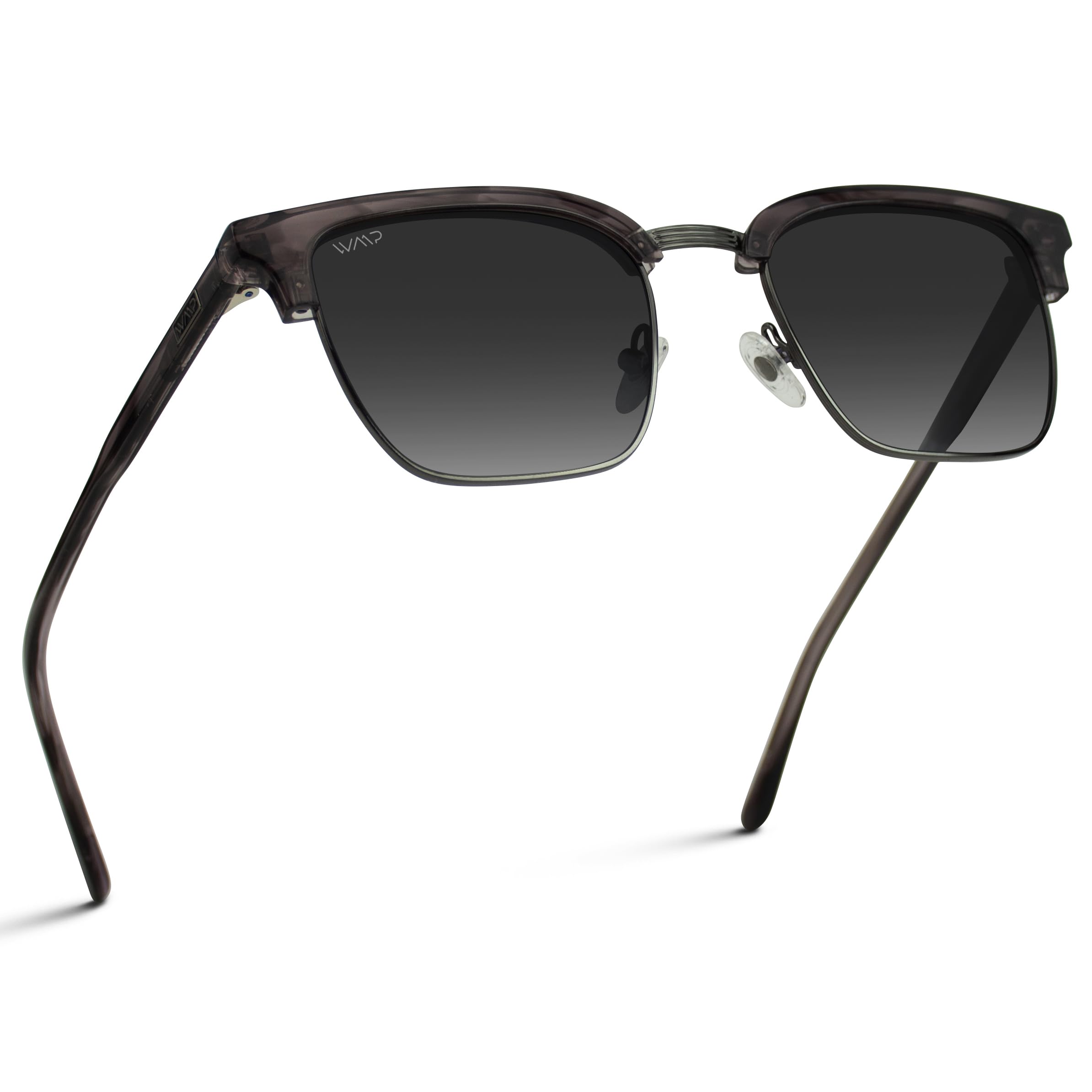 WearMe Pro Polarized Rectangular Sunglasses for Men and Women with a Unique Touch of Style (Crystal Smoky Ash/Black Lens)