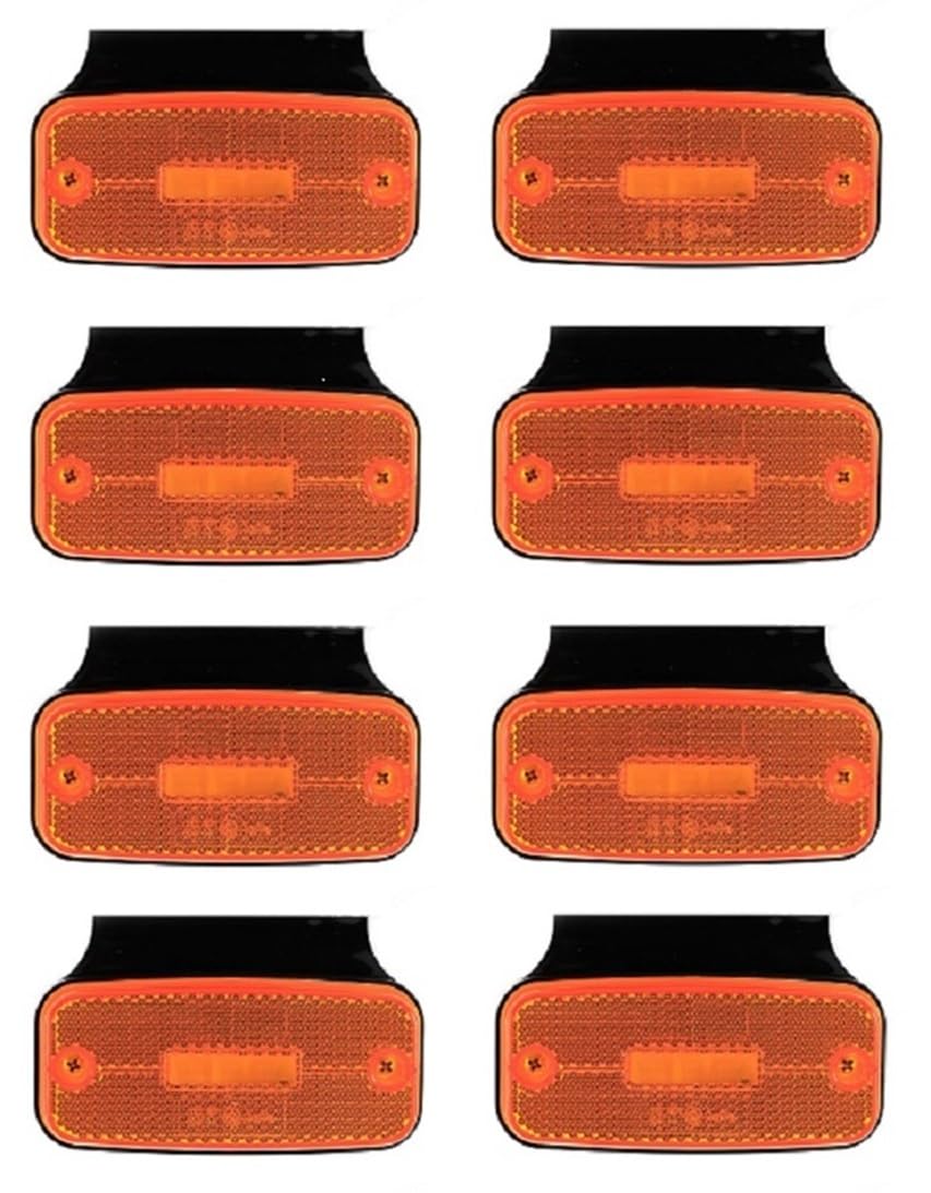 24/7Auto 8 x 12/24 V pomarańczowo-bursztynowe boczne światła obrysowe LED z podpórkami do podwozia przyczepy pickup van bus