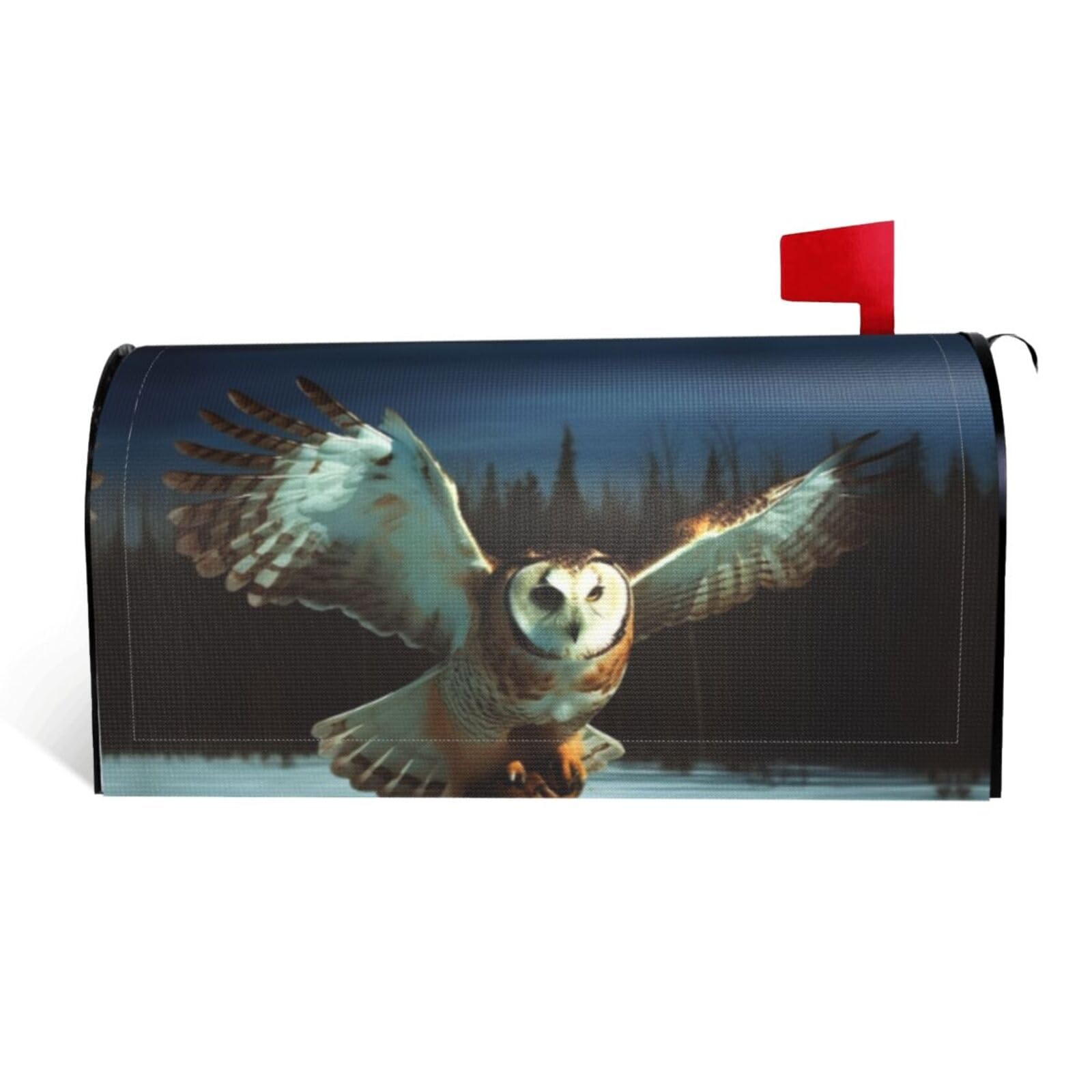 Flying Owl Mailbox Covers Magnetic Standard Size 25.5x21 in, Decorative Post Letter Box Cover Waterproof Mailbox Wraps Outdoor Post Wraps for Garden Yard Home Decor