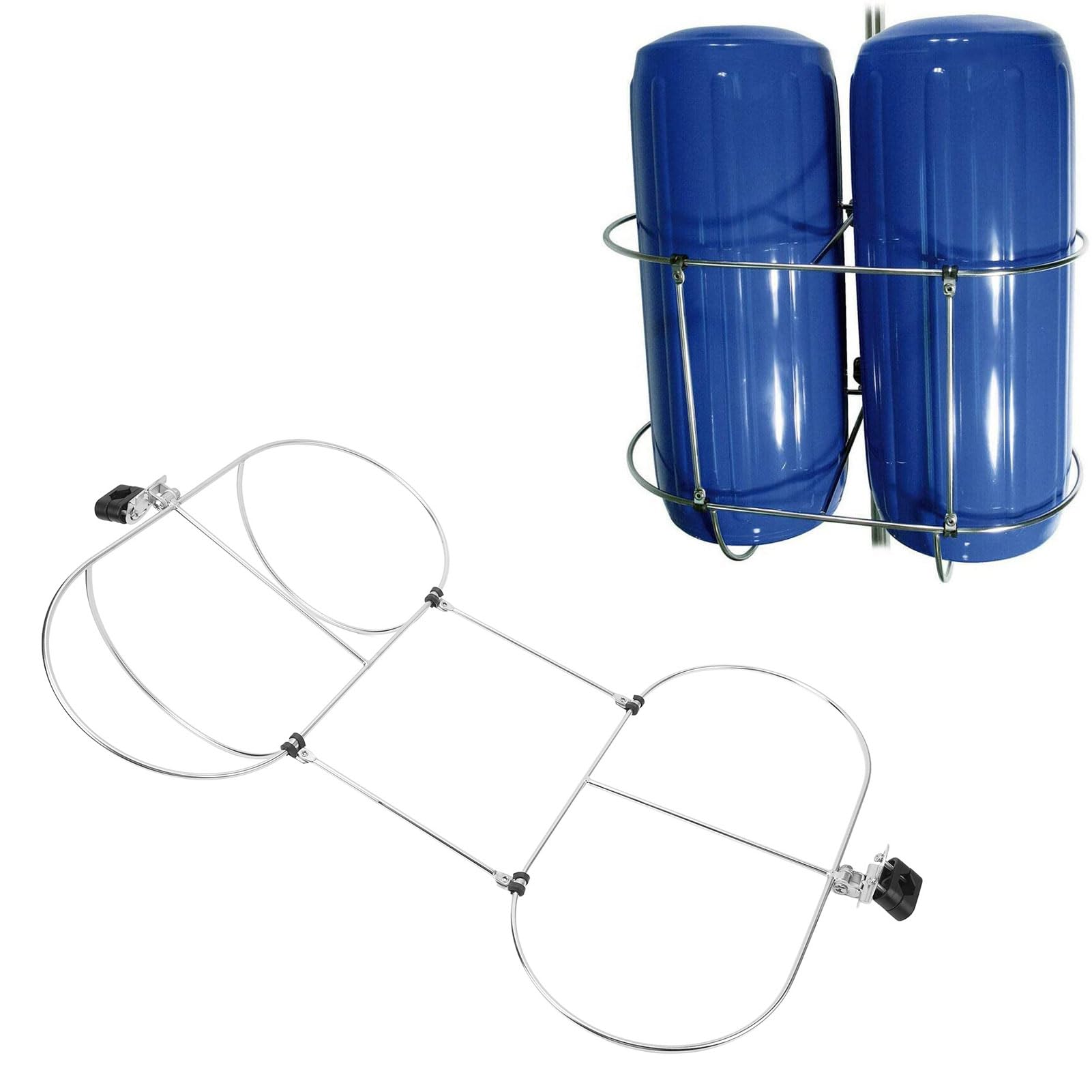 Doppelter Fenderhalter aus Edelstahl 304, Bootsfender-Rack, Bootsfender-Organizer, passend für 9 Zoll Marine-Yachtfender