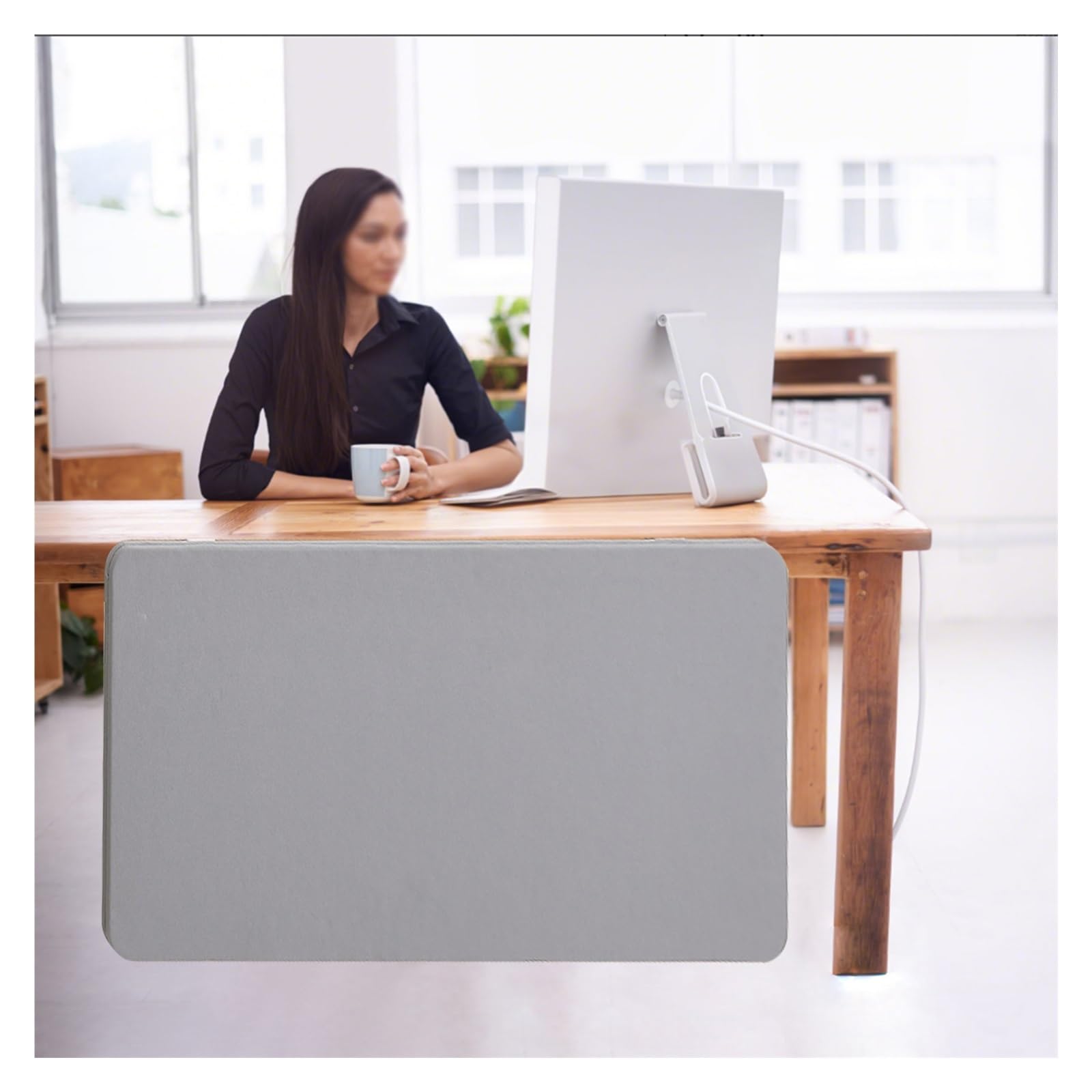 Cloison de Bureau, Panneau de confidentialité sous Bureau - Cloison de Bureau Gris Clair pour Bureaux Assis-Debout, 135 x 30 cm, écran de pudeur Commercial - Améliore la confidentialité et l