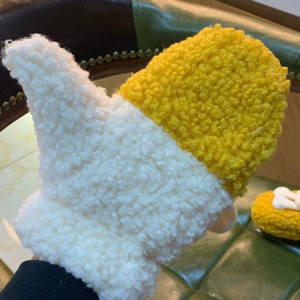 Winter Faux Fleece Gloves Cartoon Sheep Animal Plush Lined Mittens With String