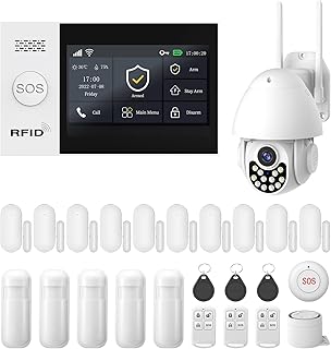 Système d'alarme de sécurité Domestique avec caméra, écran Tactile 4,3 Pouces, sans Fil, Compatible avec Alexa et Google pour la Maison et Les Appartements