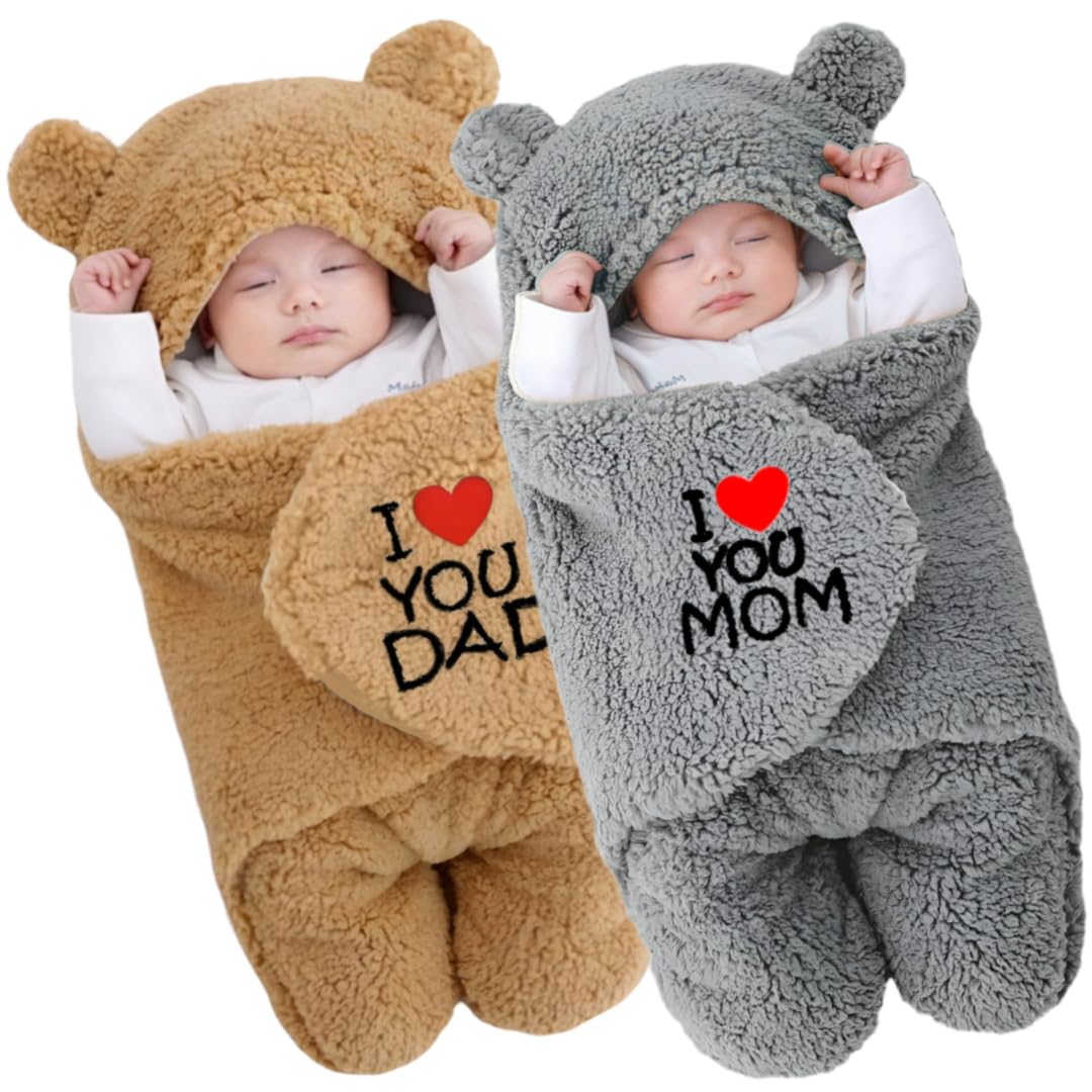 BRANDONN New Born Baby Blanket Pack of Hooded Swaddle Crib Wrapper Or Wearable Blanket for Baby Boys and Girls Pack of 2, (0-6 Months)-image-31