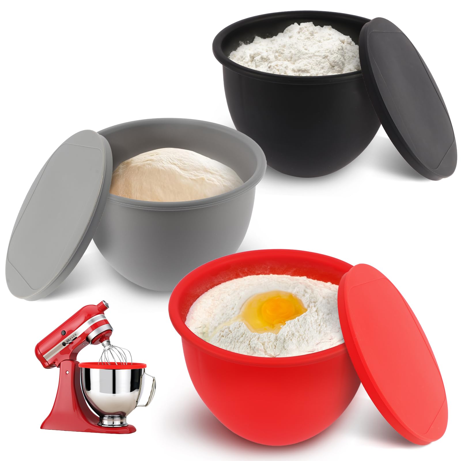 Liner Silicone Pour Bol KitchenAid 5L - Accessoire Révolutionnaire Pour Gagner Du Temps En Cuisine - Compatible Mixeurs à Tête Inclinable - 4